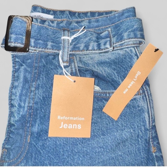 Reformation Cynthia Belted High Rise Straight Jeans size 26 NWT - Picture 4 of 13